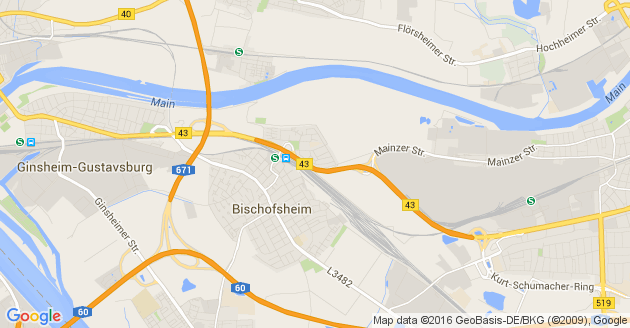 Karte Bischofsheim bei Rüsselsheim