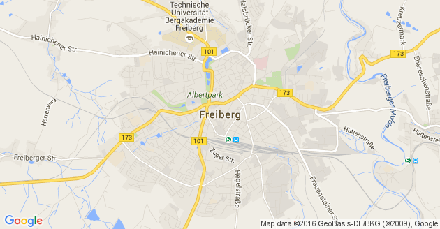 Karte Freiberg in Sachsen