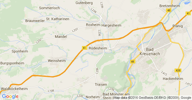 Karte Rüdesheim Kreis Bad Kreuznach