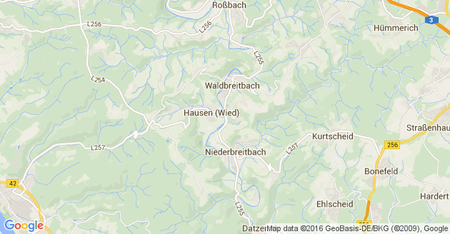 Karte Hausen an der Wied