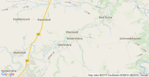Karte Niedertrebra