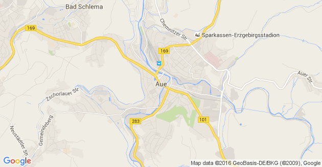 Karte Aue in Sachsen