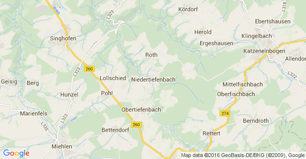 Karte Niedertiefenbach im Rhein Lahn Kreis