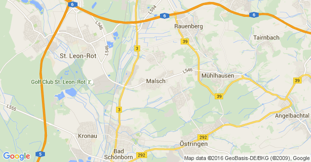 Karte Malsch bei Wiesloch