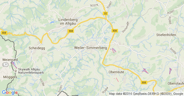 Karte Grünenbach im Allgäu