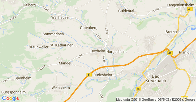 Karte Roxheim Kreis Bad Kreuznach