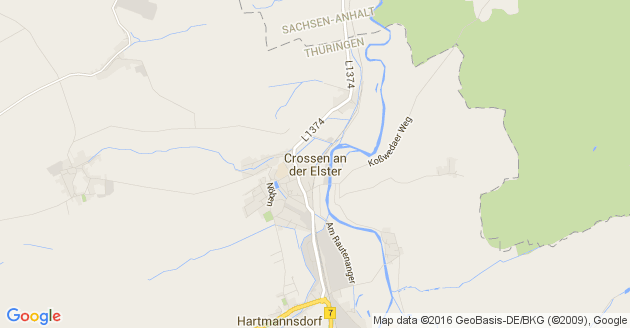 Karte Crossen an der Elster  