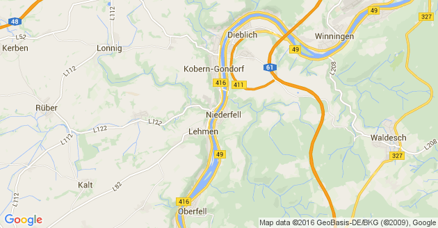 Karte Niederfell an der Mosel