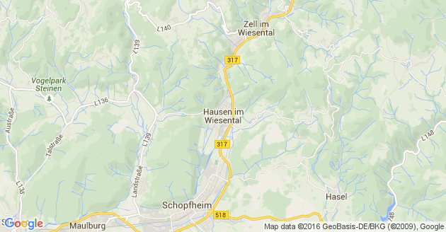 Karte Hausen im Wiesental