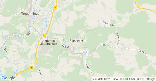 Karte Pappenheim in Mittelfranken